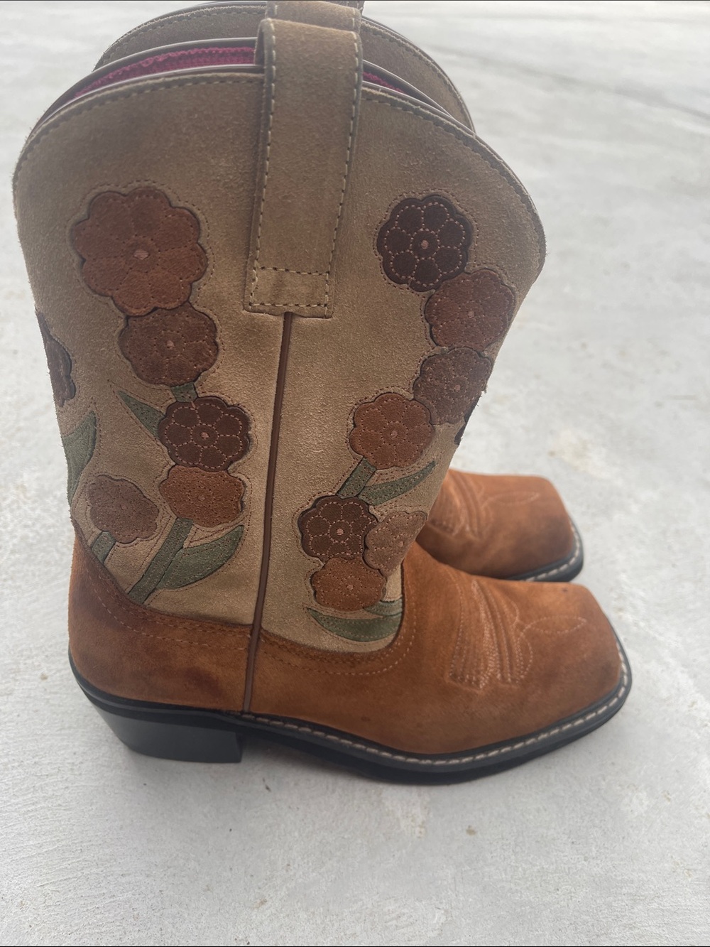 Ariat Women’s Floral Suede Western Cowboy Boots Brown Tan Size 8 - Picture 5 of 8